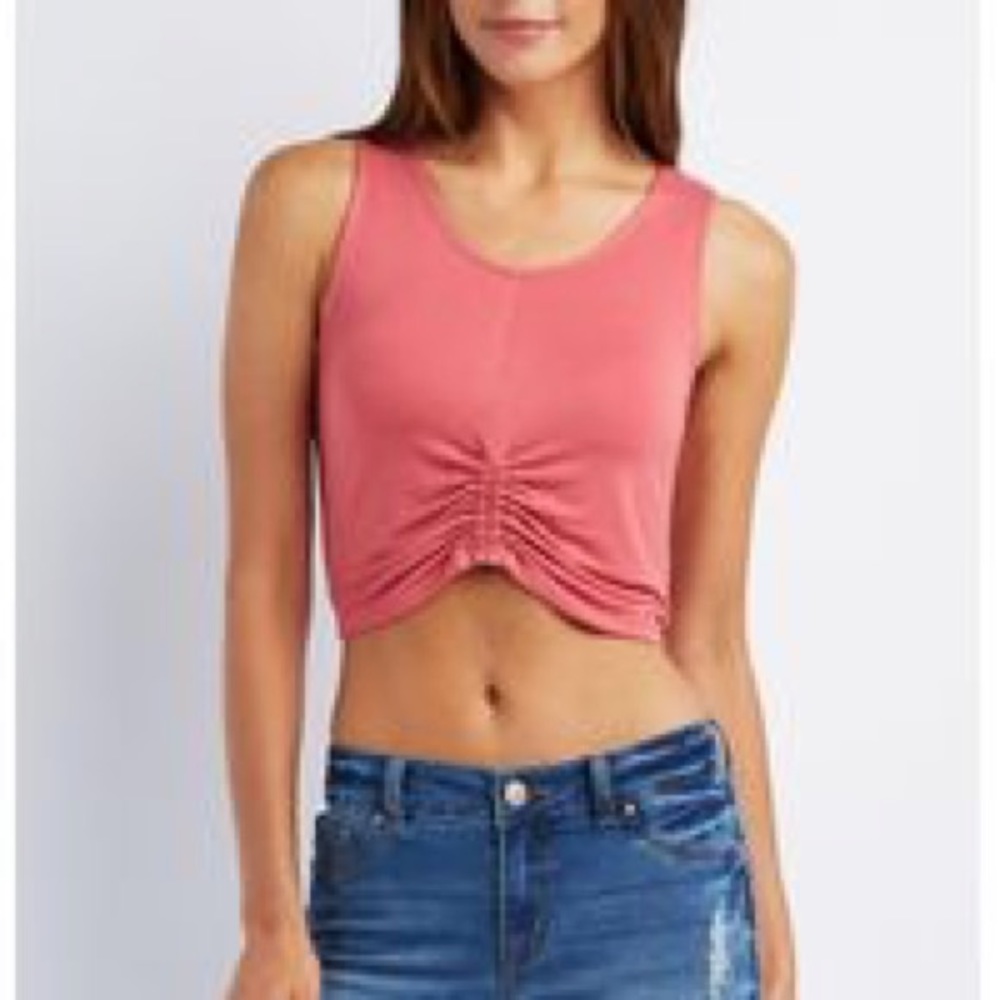 XS Charlotte Russe Ruched Crop Top Tank